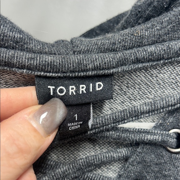 torrid Charcoal Gray Lace-Up Hoodie - Picture 2 of 5